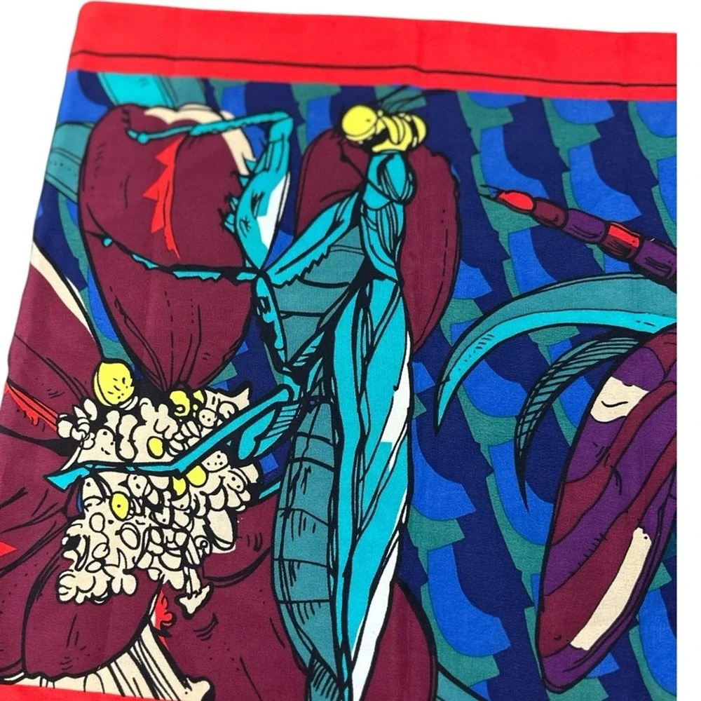 Vibrant Silk Colorful Insect long Print‎ Scarf